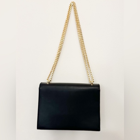 Express Animal Print Vegan Leather Flap Gold Chain Handbag Brown Black - Picture 7 of 10